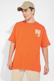 Under The Rains Orange Oversized Unisex T-Shirt By Purple Mango