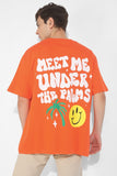 Under The Rains Orange Oversized Unisex T-Shirt By Purple Mango