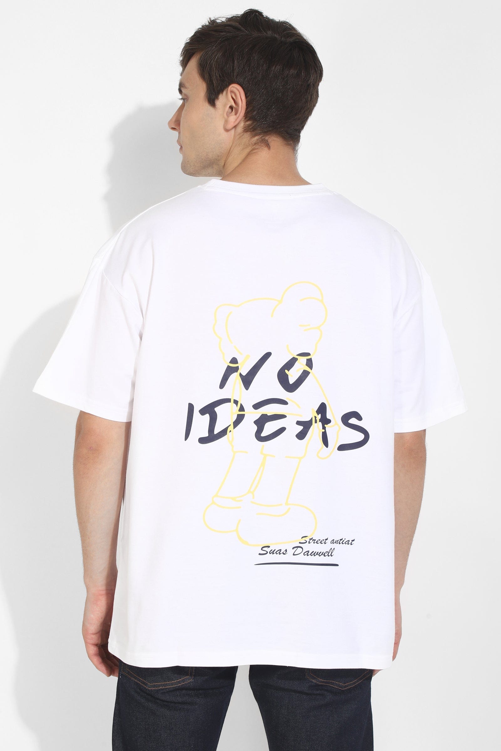No Ideas White Oversized Unisex T-Shirt By Purple Mango