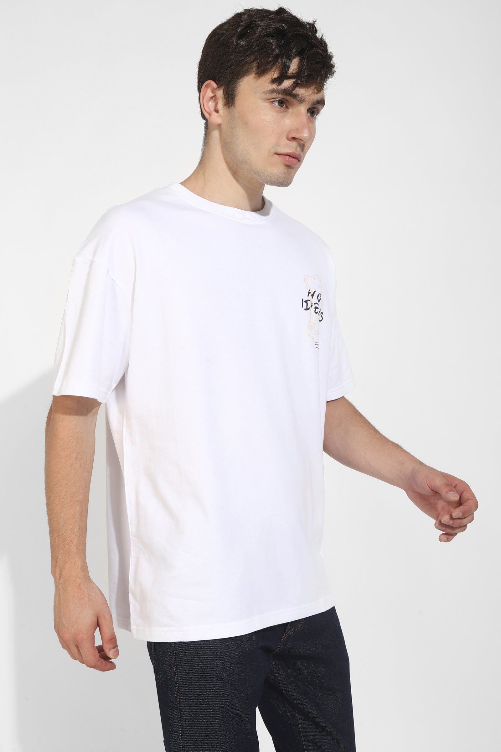 No Ideas White Oversized Unisex T-Shirt By Purple Mango