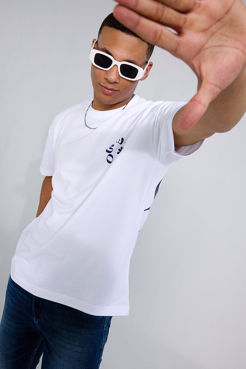 W T F white Oversized Unisex T-shirt By Purple Mango