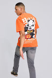 Slaying Panda Orange Oversized Unisex T-shirt By Purple Mango