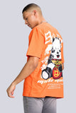 Slaying Panda Orange Oversized Unisex T-shirt By Purple Mango