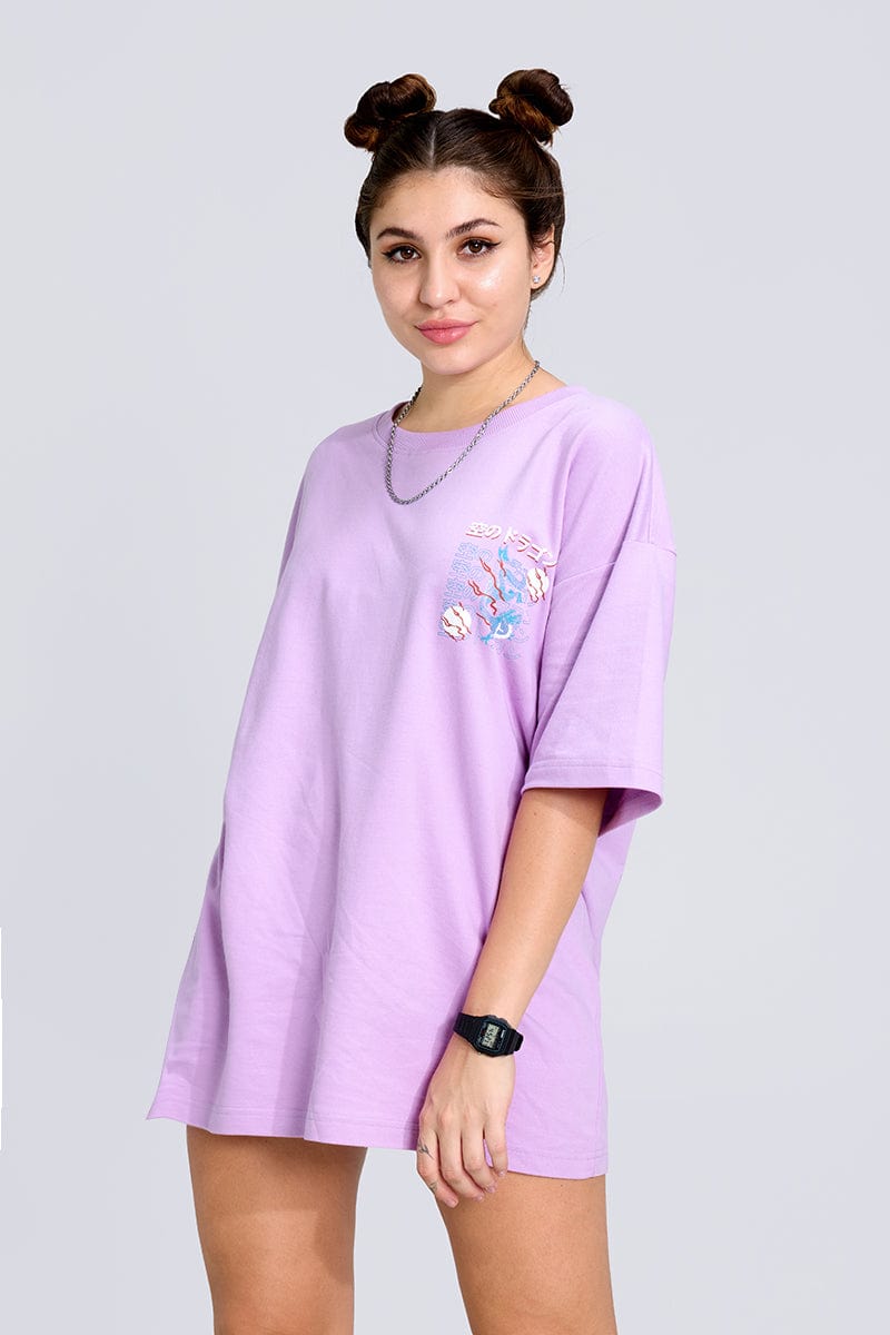 Dragon Lilac Oversized Unisex T-shirt By Purple Mango