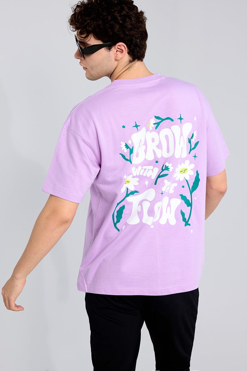 Grow With The Flow Lilac Oversized Unisex T-shirt By Purple Mango