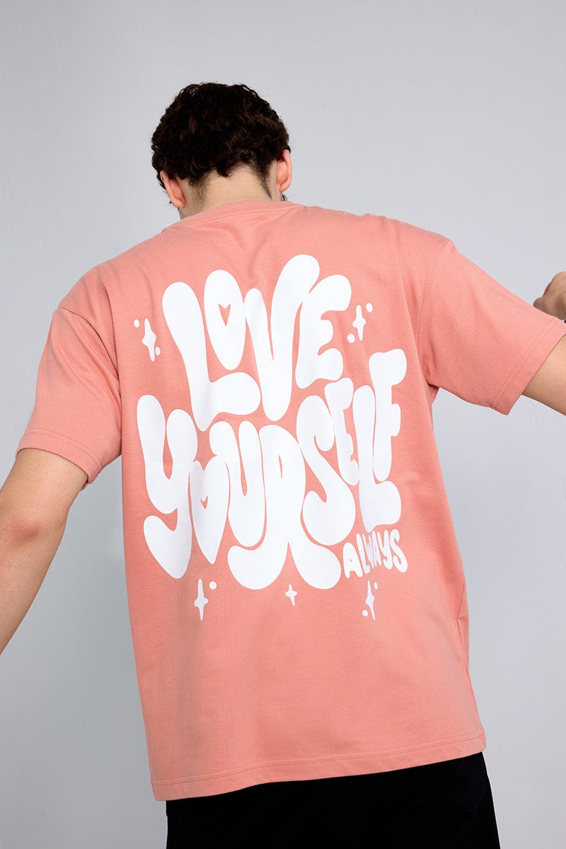 Love Yourself Peach Oversized Unisex T-shirt By Purple Mango