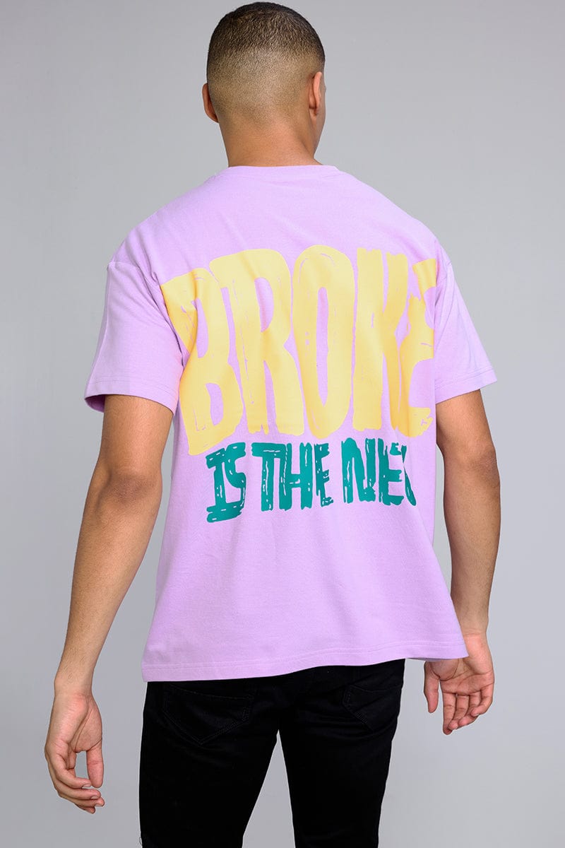 Broke Is The New Lilac Oversized Unisex T-shirt By Purple Mango