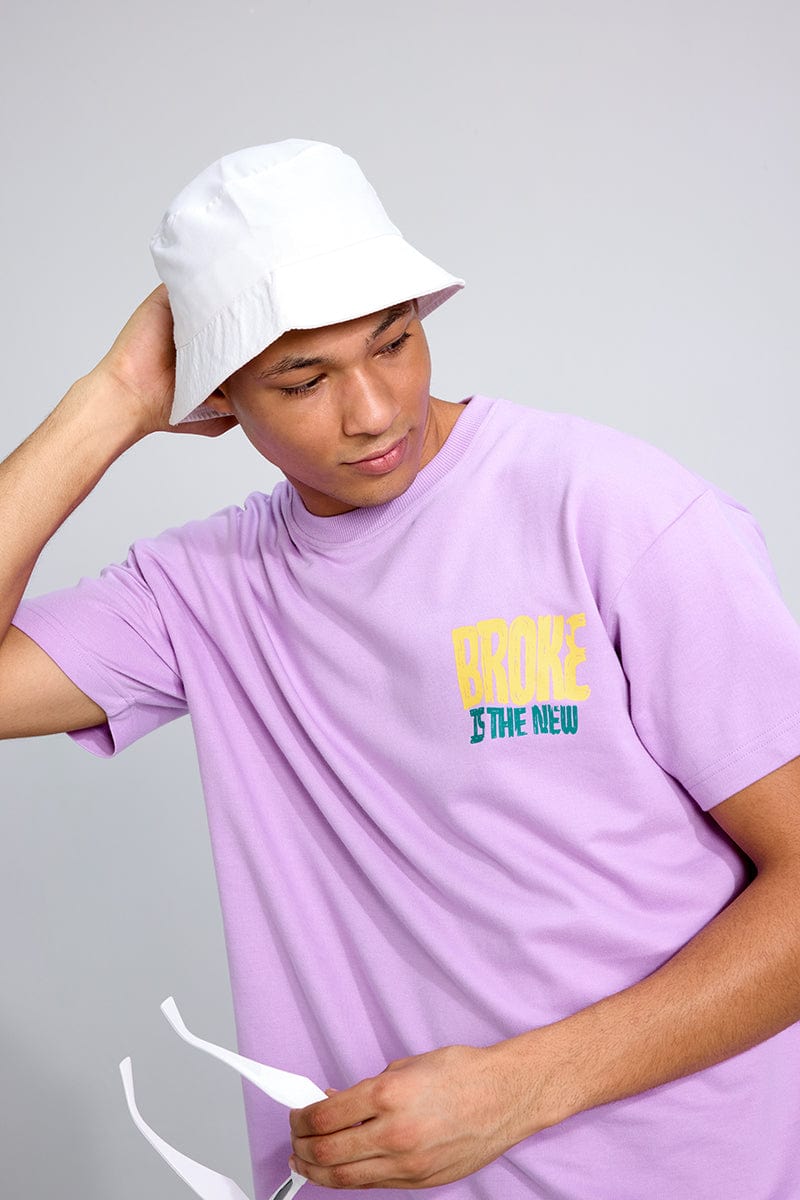 Broke Is The New Lilac Oversized Unisex T-shirt By Purple Mango