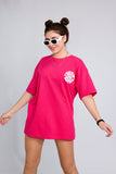 Seek The Positive Pink Oversized Unisex T-shirt By Purple Mango