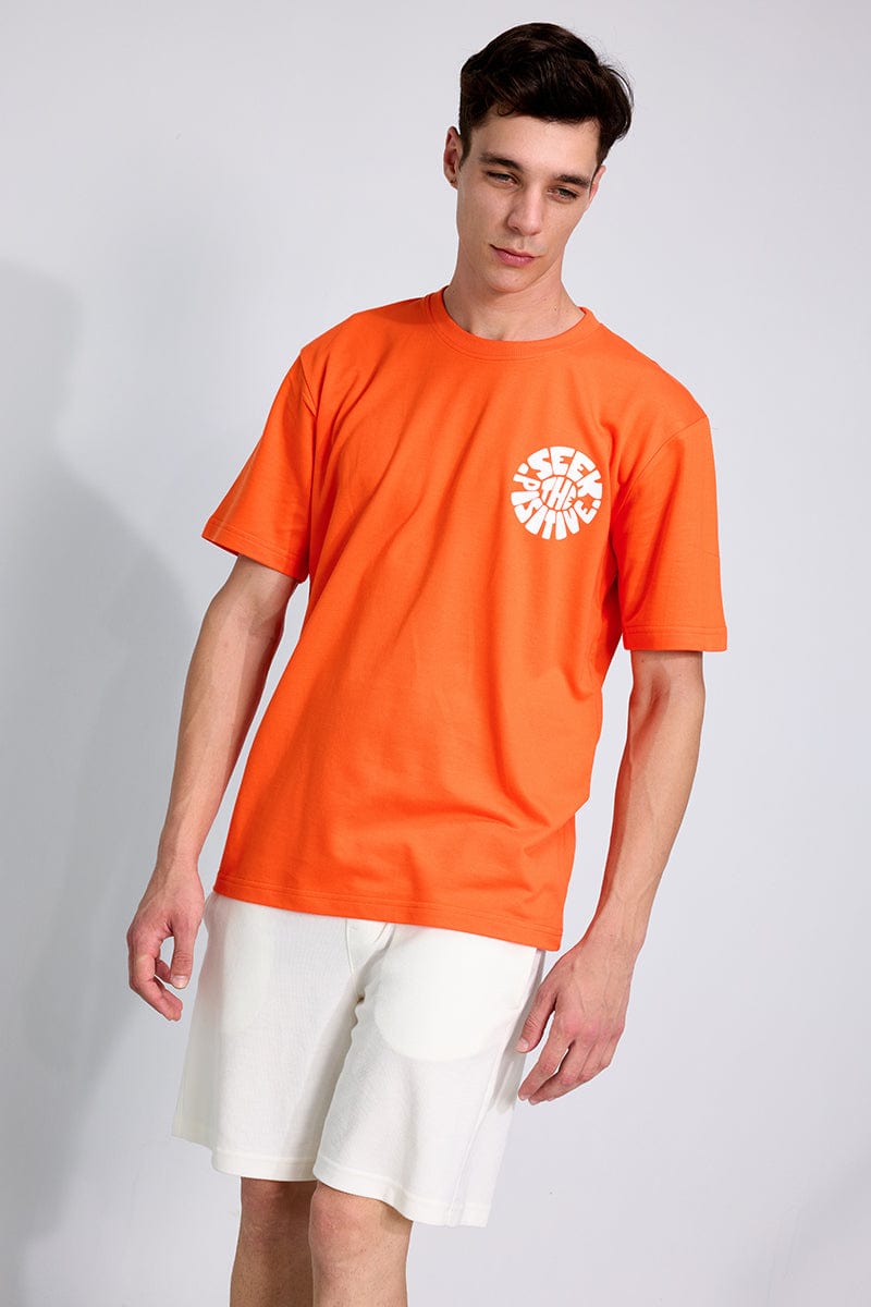 Seek The Positive Orange Oversized Unisex T-shirt By Purple Mango