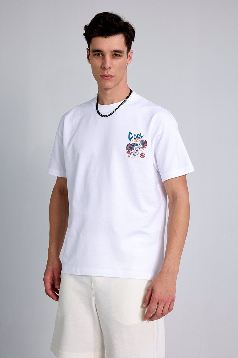 Cool White Oversized Unisex T-shirt By Purple Mango