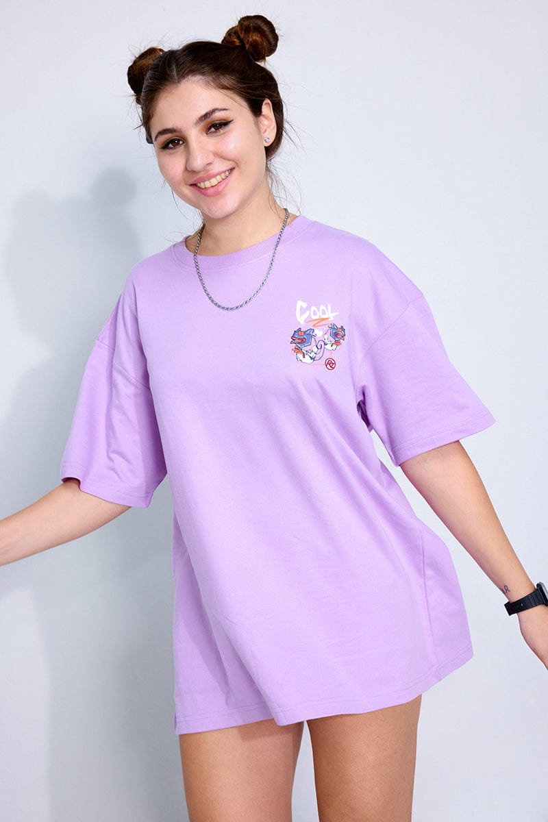 Cool Lilac Oversized Unisex T-shirt By Purple Mango