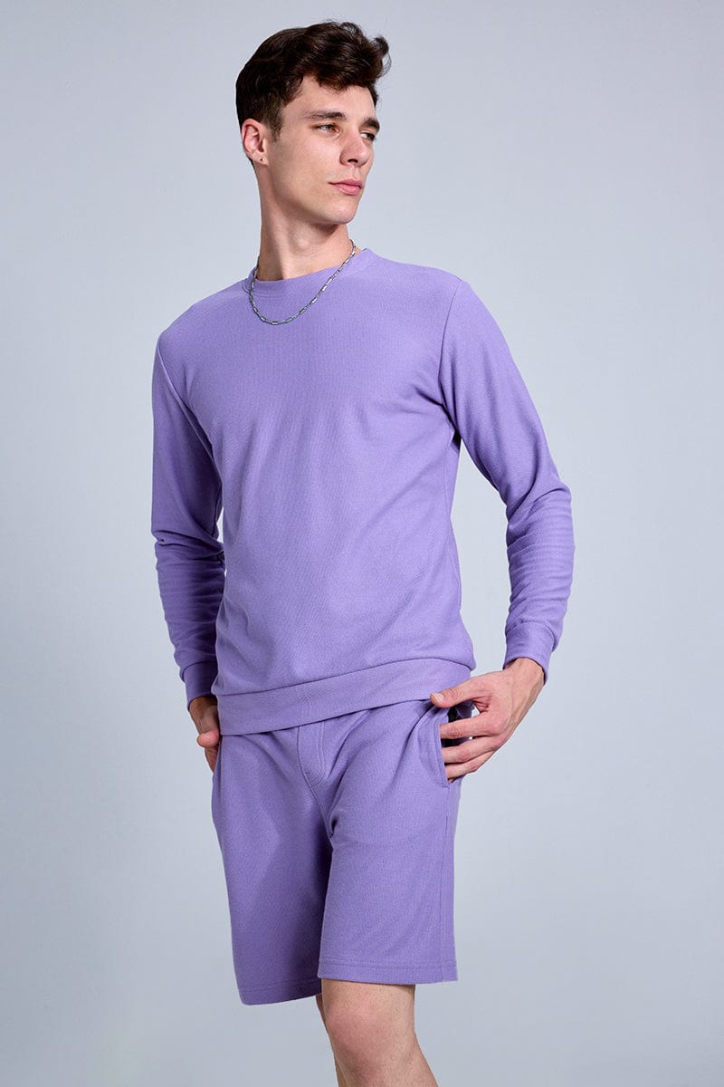 Knitted Lilac Co-Ords Set With Joggers By Purple Mango