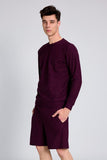 Knitted Maroon Co-Ords Set With Shorts By Purple Mango