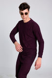Knitted Maroon Co-Ords Set With Joggers By Purple Mango