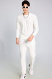 Knitted White Co-Ords Set With Joggers By Purple Mango