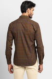 Glen Plaid Brown Giza Cotton Shirt