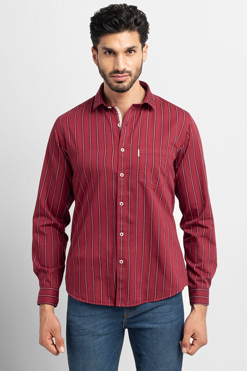 Lush Red Giza Stripe Shirt