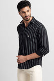 Lush Light Black Giza Stripe Shirt