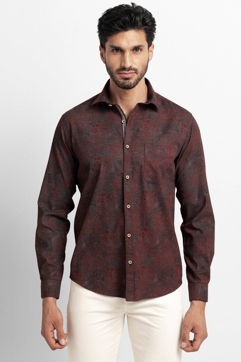 Mandala Print Brown Shirt