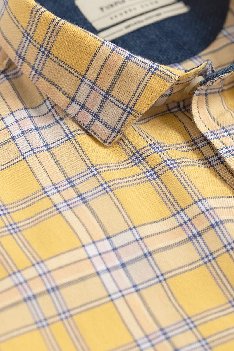 Glen Plaid Yellow Giza Cotton Shirt